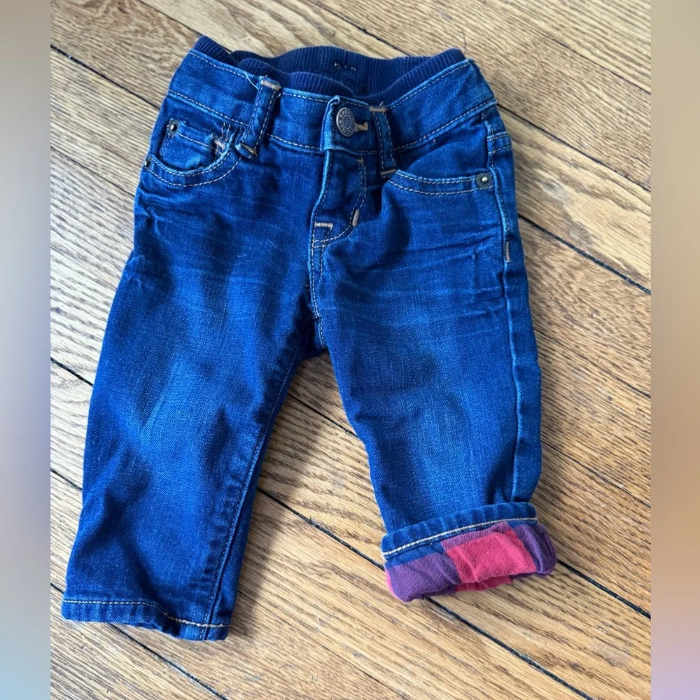 Gap Jeans with Plaid Cuff - Size 3-6 Months